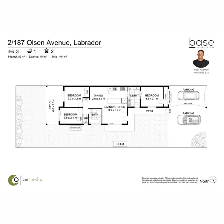 Floorplan of Homely semi-detached listing, 2/187 Olsen Avenue, Labrador QLD 4215