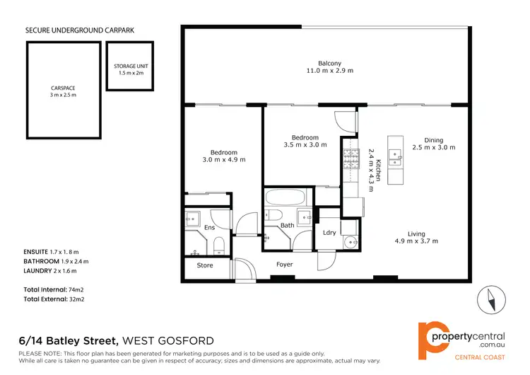 Floorplan of Homely apartment listing, 6/14 Batley Street, West Gosford NSW 2250