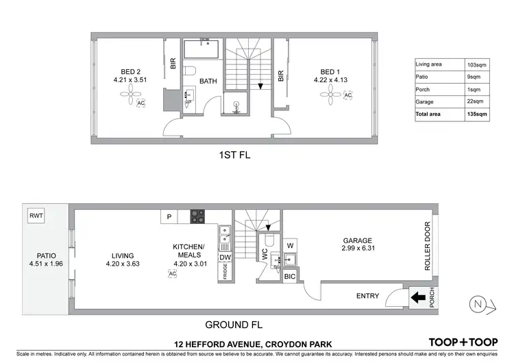 Floorplan of Homely townhouse listing, 12 Hefford Avenue, Croydon Park SA 5008