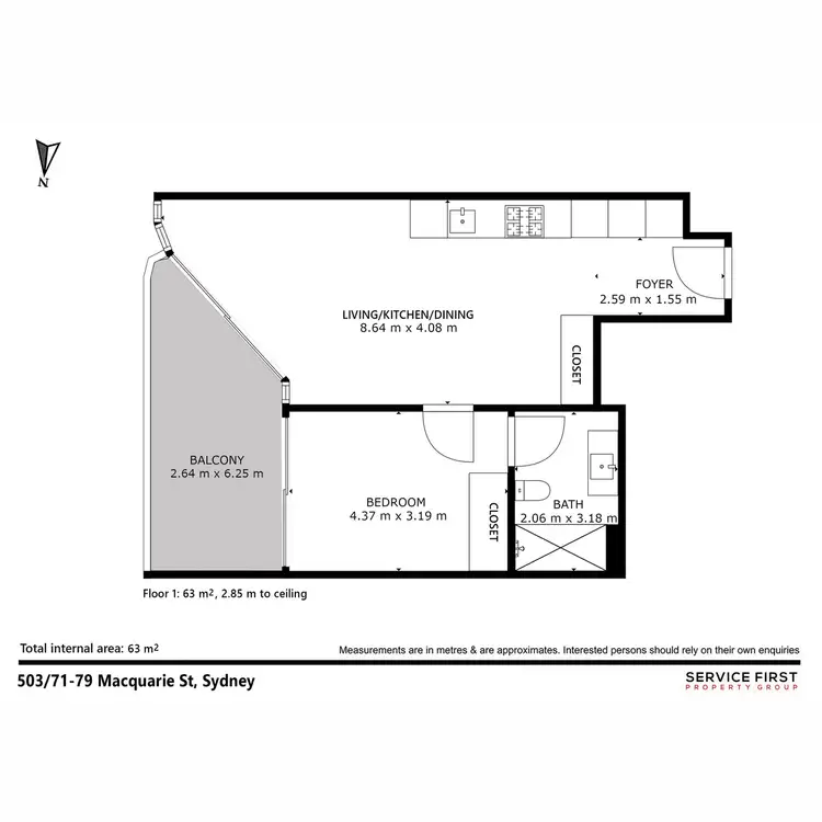 Floorplan of Homely apartment listing, 503/71 Macquarie Street, Sydney NSW 2000