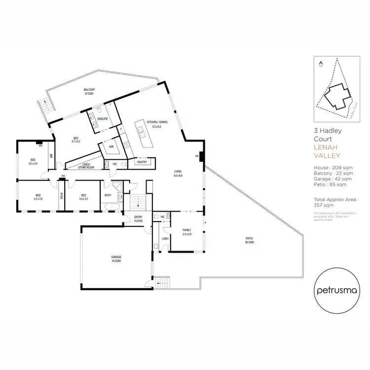 Floorplan of Homely house listing, 3 Hadley Court, Lenah Valley TAS 7008