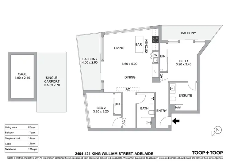 Floorplan of Homely unit listing, 2404/421 King William Street, Adelaide SA 5000