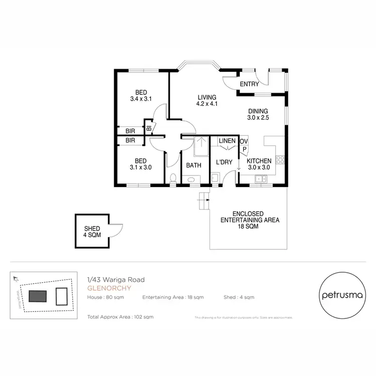 Floorplan of Homely unit listing, 1/43 Wariga Road, Glenorchy TAS 7010
