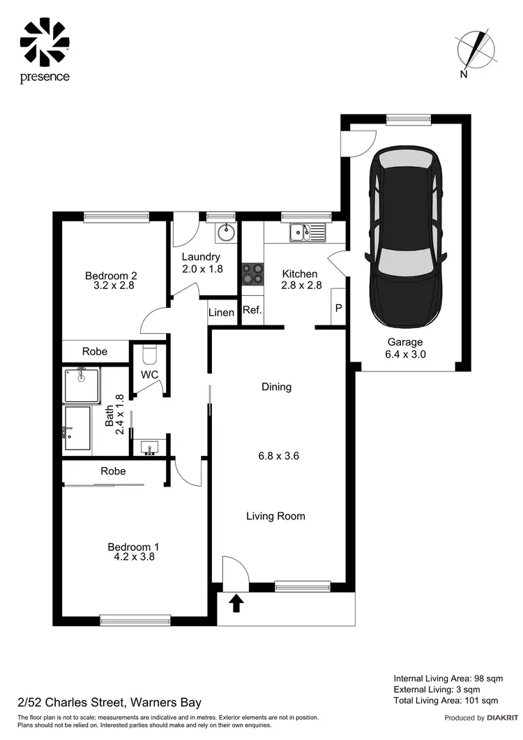 Floorplan of Homely unit listing, 2/52 Charles Street, Warners Bay NSW 2282