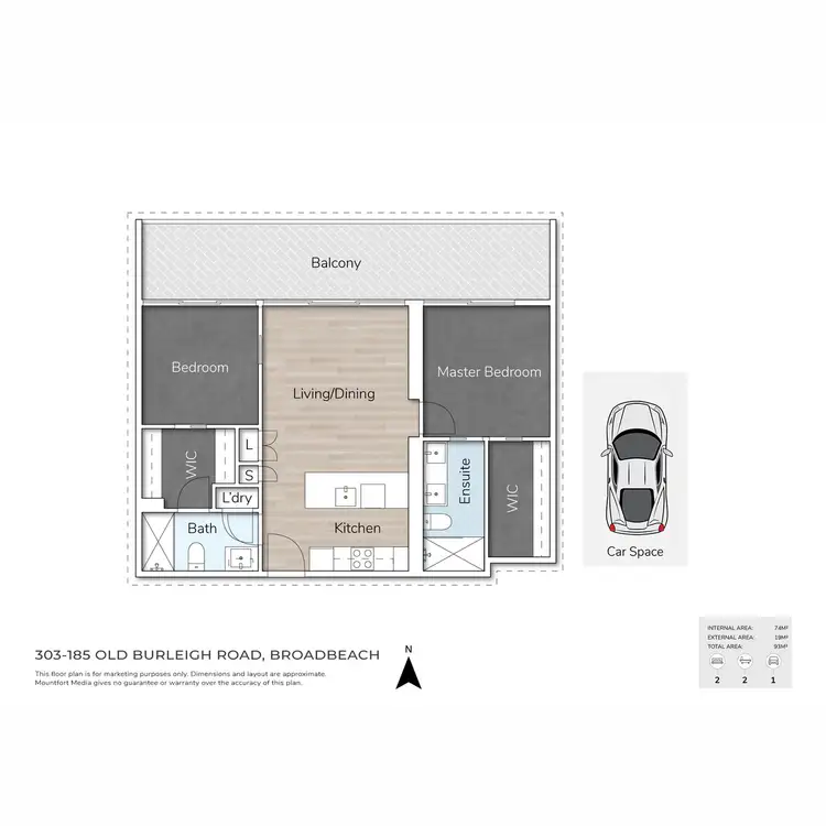 Floorplan of Homely apartment listing, 303/185 Old Burleigh Road, Broadbeach QLD 4218