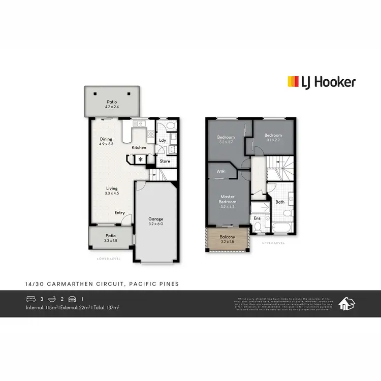 Floorplan of Homely townhouse listing, 14/30 Carmarthen Circuit, Pacific Pines QLD 4211