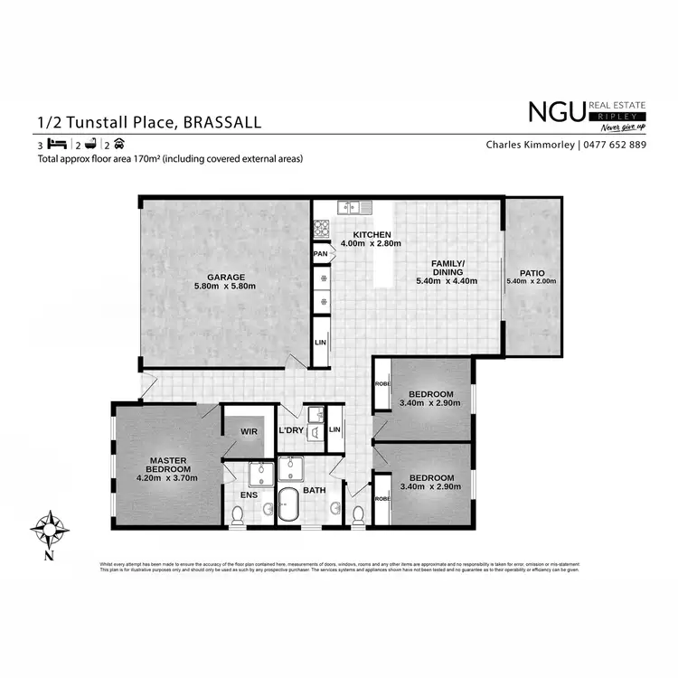 Floorplan of Homely semi-detached listing, 1/2 Tunstall Place, Brassall QLD 4305