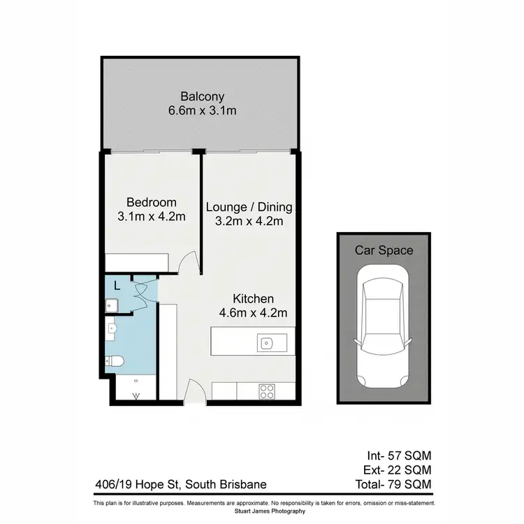 Floorplan of Homely apartment listing, 406/19 Hope Street, South Brisbane QLD 4101
