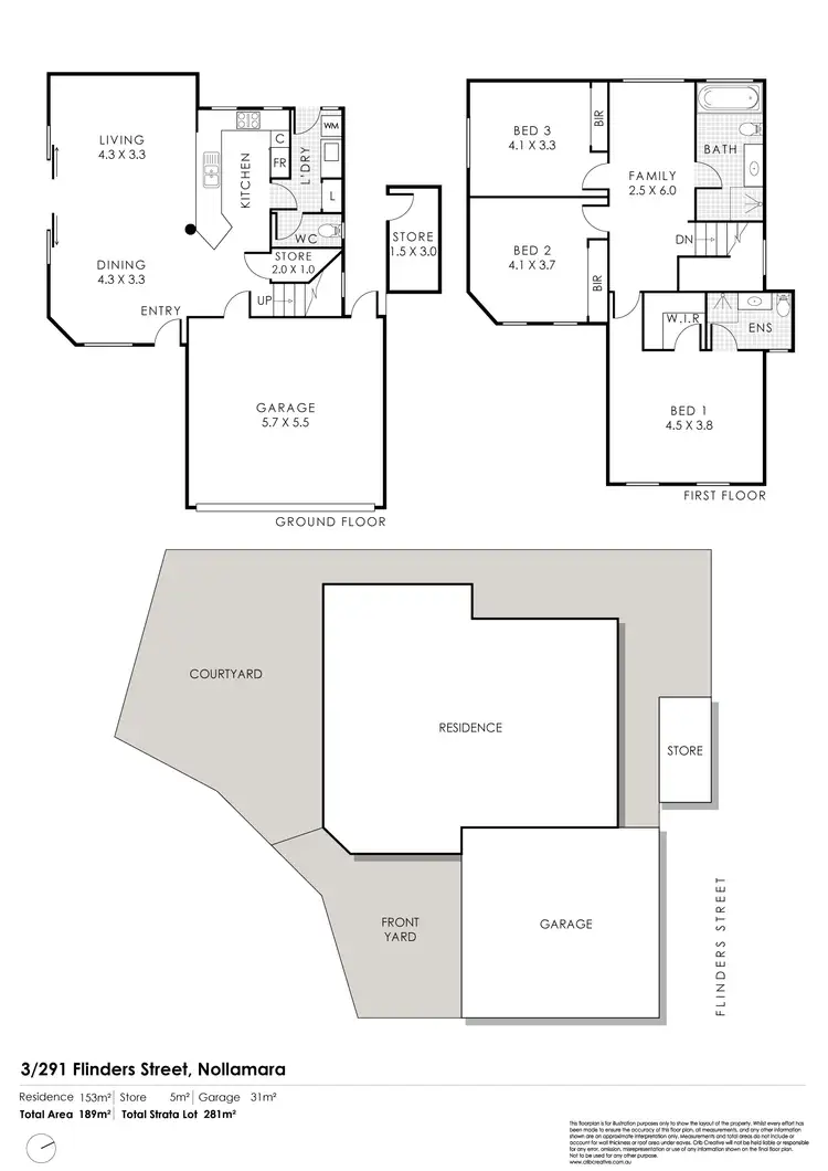 Floorplan of Homely townhouse listing, 3/291 Flinders Street, Nollamara WA 6061