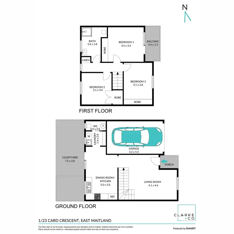 Floorplan of Homely townhouse listing, 1/23 Card Crescent, East Maitland NSW 2323