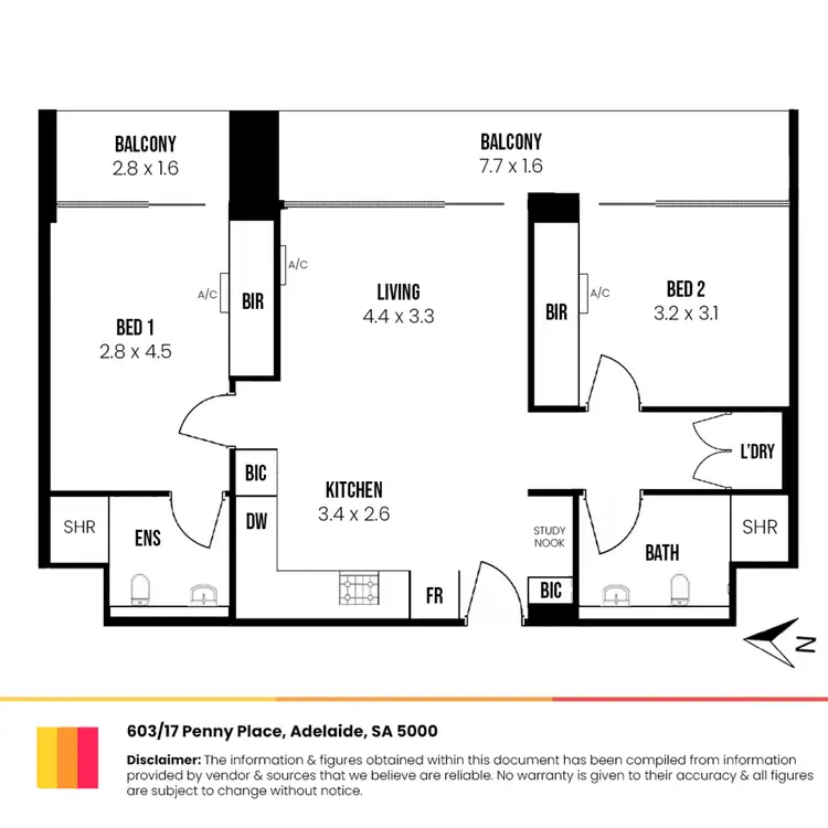 Floorplan of Homely apartment listing, 603/17 Penny Place, Adelaide SA 5000