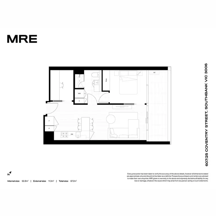 Floorplan of Homely apartment listing, 607/25 Coventry Street, Southbank VIC 3006