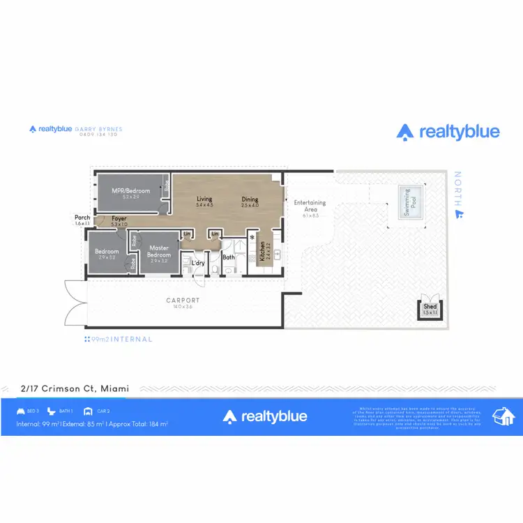 Floorplan of Homely semi-detached listing, 2/7 Crimson Court, Miami QLD 4220