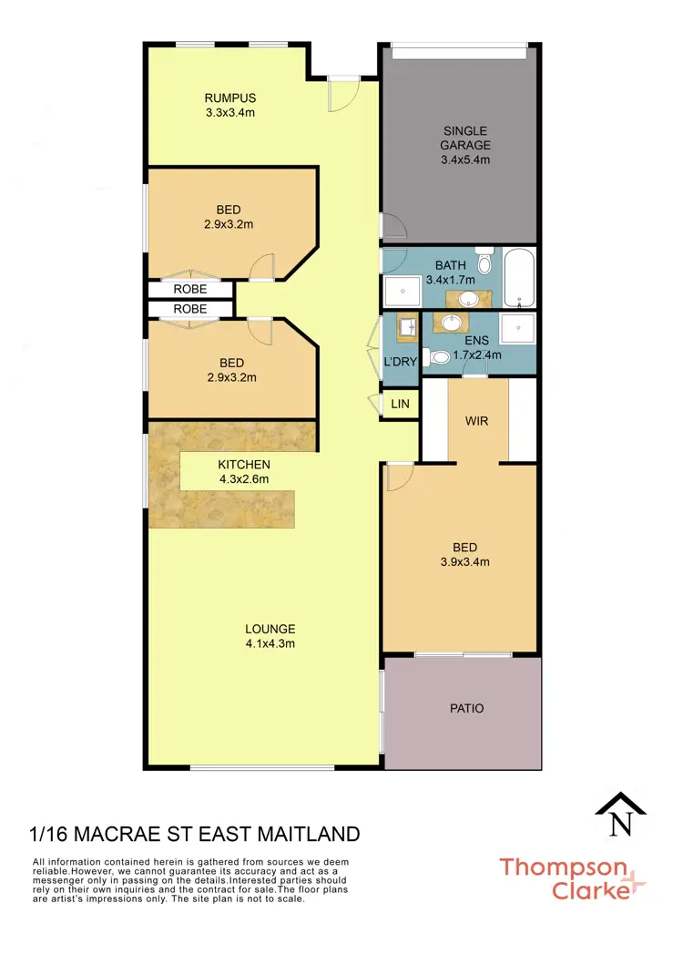 Floorplan of Homely semi-detached listing, 16 Macrae Street, East Maitland NSW 2323