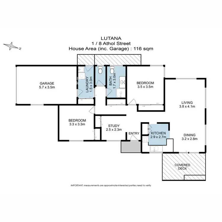 Floorplan of Homely villa listing, 1/8 Athol Street, Lutana TAS 7009