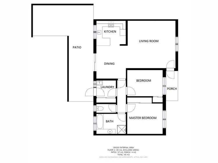 Floorplan of Homely unit listing, 2/99 Mitchell Street, Wodonga VIC 3690