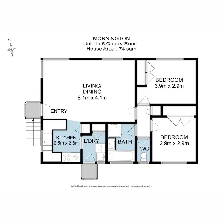 Floorplan of Homely villa listing, 1/5 Quarry Road, Mornington TAS 7018