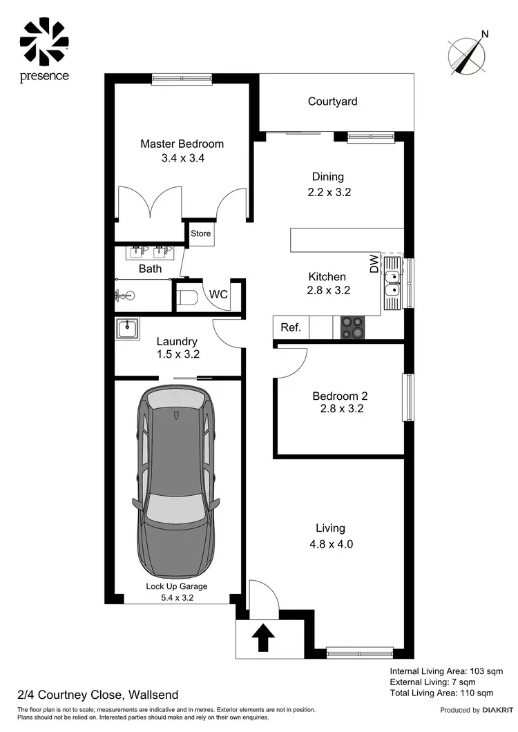 Floorplan of Homely villa listing, 2/4 Courtney Close, Wallsend NSW 2287