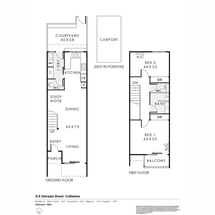 Floorplan of Homely townhouse listing, 5/5 Salvado Street, Cottesloe WA 6011