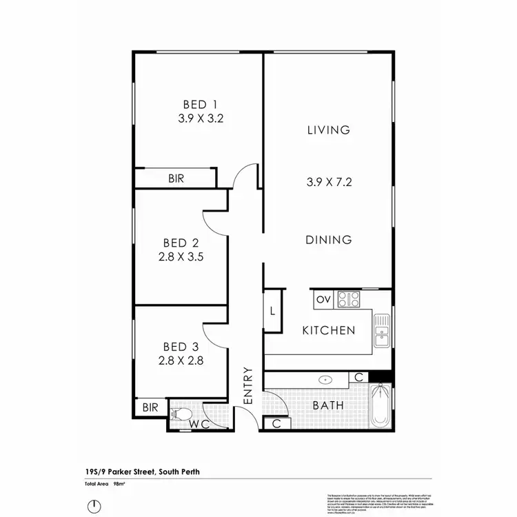 Floorplan of Homely apartment listing, 19S/9 Parker Street, South Perth WA 6151