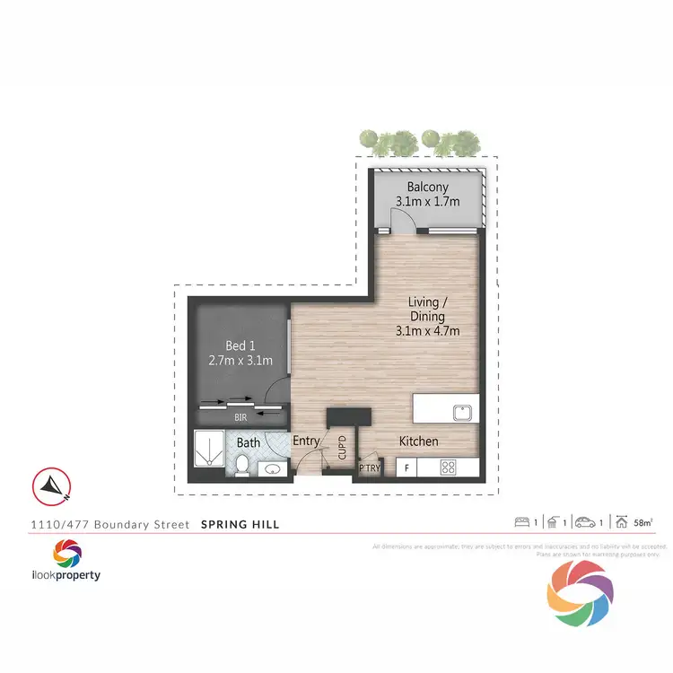 Floorplan of Homely apartment listing, 1110/477 Boundary Street, Spring Hill QLD 4000