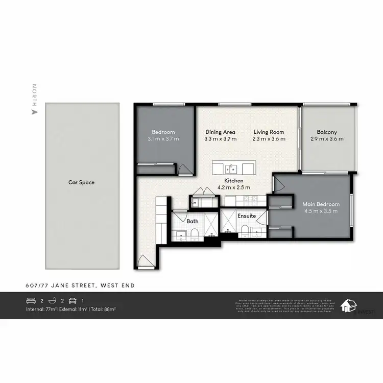 Floorplan of Homely apartment listing, 607/77 Jane Street, West End QLD 4101