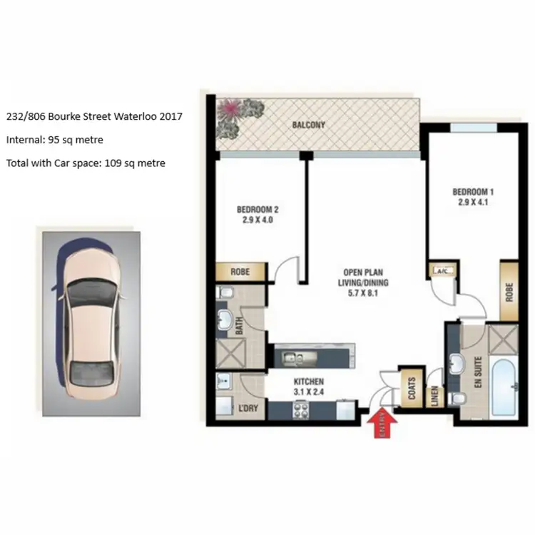 Floorplan of Homely apartment listing, 232/806 Bourke Street, Waterloo NSW 2017