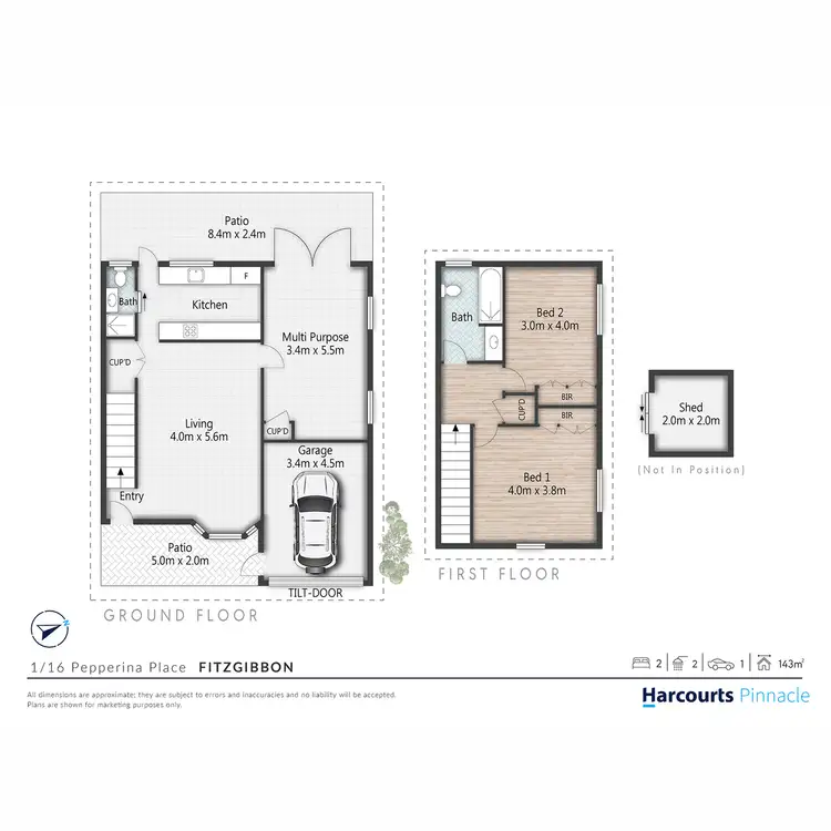 Floorplan of Homely semi-detached listing, 1/16 Pepperina Place, Fitzgibbon QLD 4018