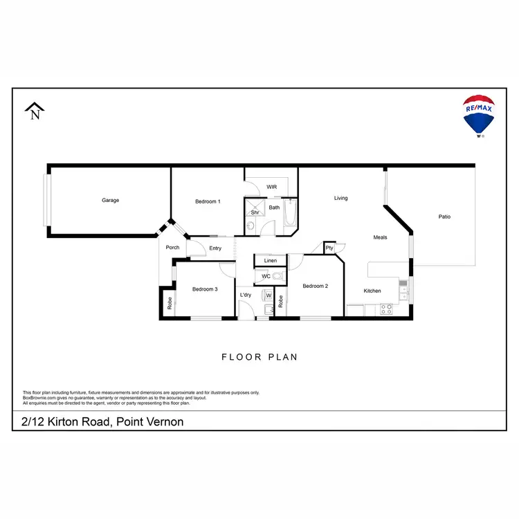 Floorplan of Homely semi-detached listing, 2/12 Kirton Road, Point Vernon QLD 4655