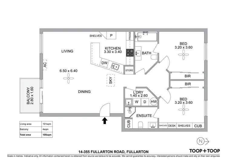 Floorplan of Homely unit listing, 14/355 Fullarton Road, Fullarton SA 5063