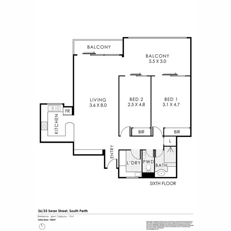 Floorplan of Homely apartment listing, 26/23 Swan Street, South Perth WA 6151