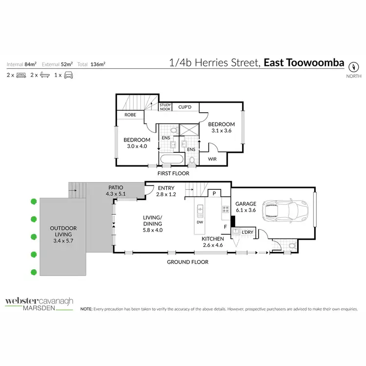 Floorplan of Homely townhouse listing, 1/4B Herries Street, East Toowoomba QLD 4350