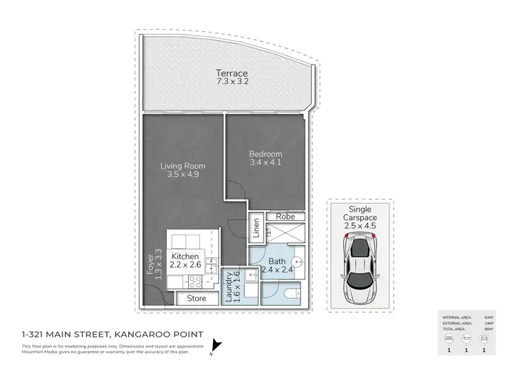 Floorplan of Homely apartment listing, 1/321 Main Street, Kangaroo Point QLD 4169