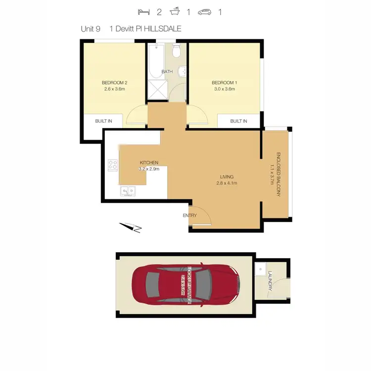 Floorplan of Homely apartment listing, 9/1 Devitt Place, Hillsdale NSW 2036