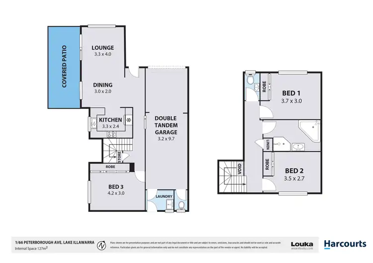 Floorplan of Homely townhouse listing, 1/66 Peterborough Avenue, Lake Illawarra NSW 2528