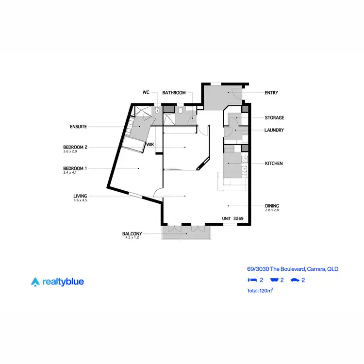Floorplan of Homely apartment listing, 69/3030 The Boulevarde, Carrara QLD 4211