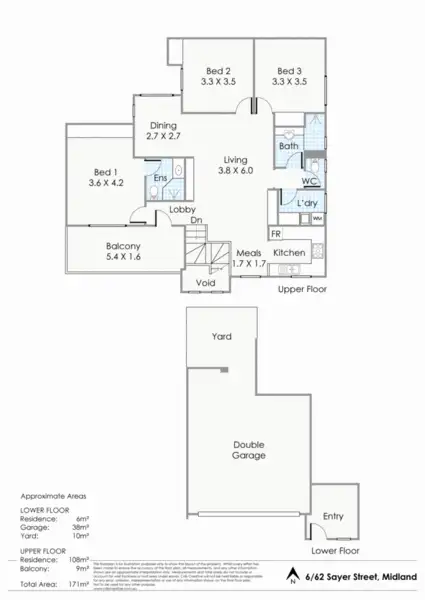 Floorplan of Homely townhouse listing, 6/62 Sayer Street, Midland WA 6056
