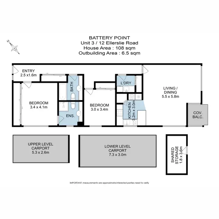 Floorplan of Homely unit listing, 3/12 Ellerslie Road, Battery Point TAS 7004