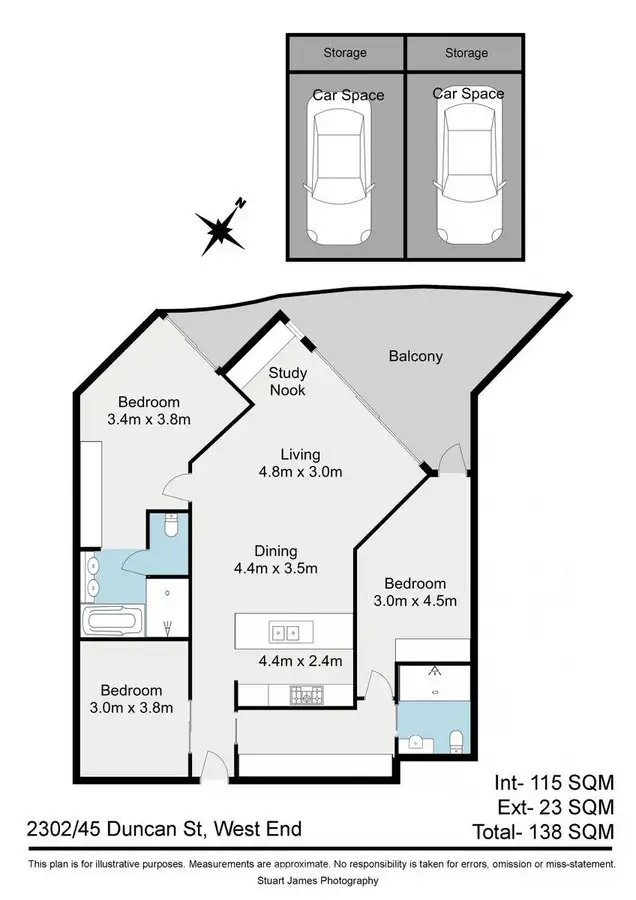 Floorplan of Homely apartment listing, 2302/45 Duncan Street, West End QLD 4101