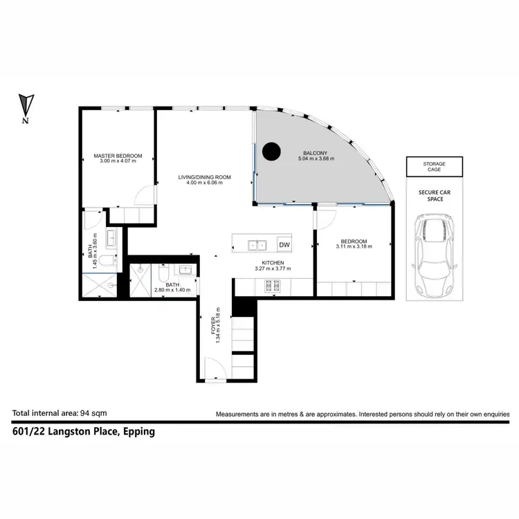 Floorplan of Homely apartment listing, 601/22 Langston Place, Epping NSW 2121
