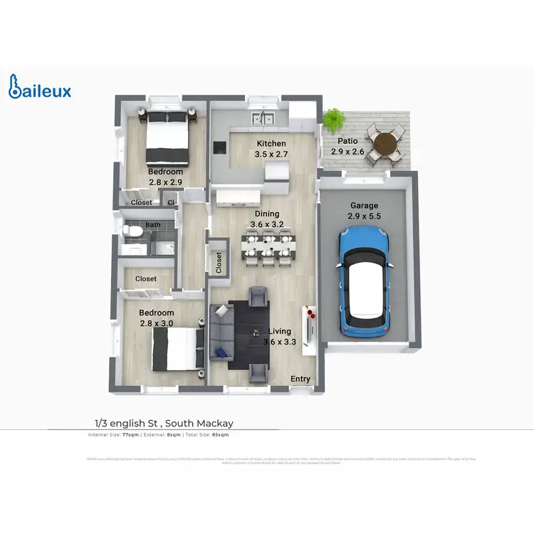 Floorplan of Homely unit listing, 1/3 English Street, South Mackay QLD 4740