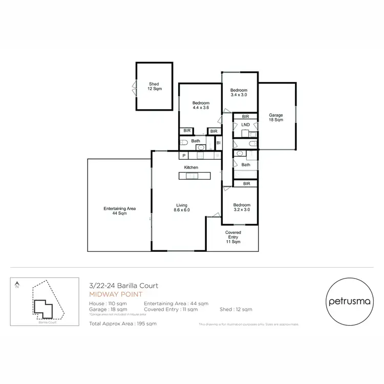 Floorplan of Homely house listing, 3/22-24 Barilla Court, Midway Point TAS 7171