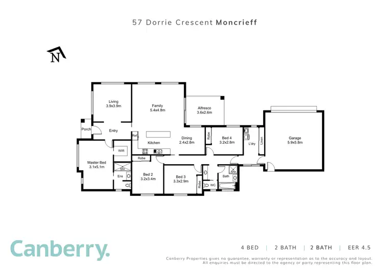Floorplan of Homely house listing, 57 Dorrie Crescent, Moncrieff ACT 2914