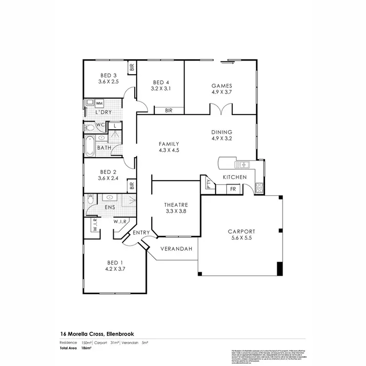 Floorplan of Homely house listing, 16 Morella Cross, Ellenbrook WA 6069