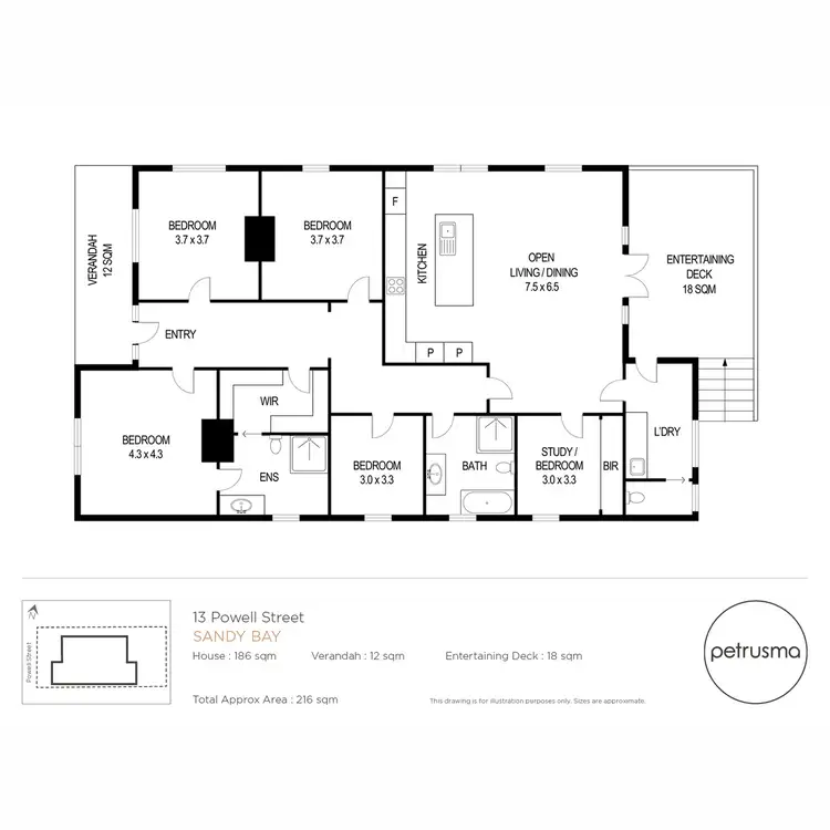 Floorplan of Homely house listing, 13 Powell Street, Sandy Bay TAS 7005