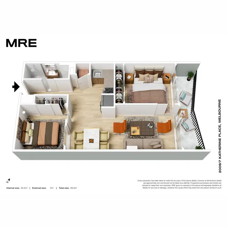 Floorplan of Homely apartment listing, 2009/7 Katherine Place, Melbourne VIC 3000