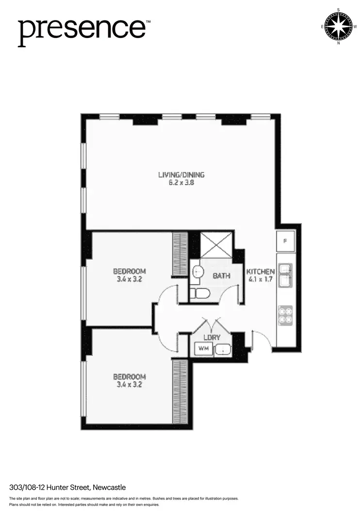 Floorplan of Homely apartment listing, 303/108 Hunter Street, Newcastle NSW 2300