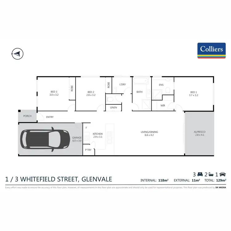 Floorplan of Homely unit listing, 1/3 Whitefield Street, Glenvale QLD 4350