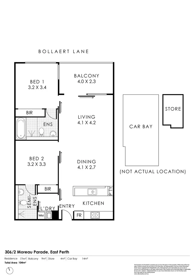 Floorplan of Homely apartment listing, 306/2 Moreau Parade, East Perth WA 6004