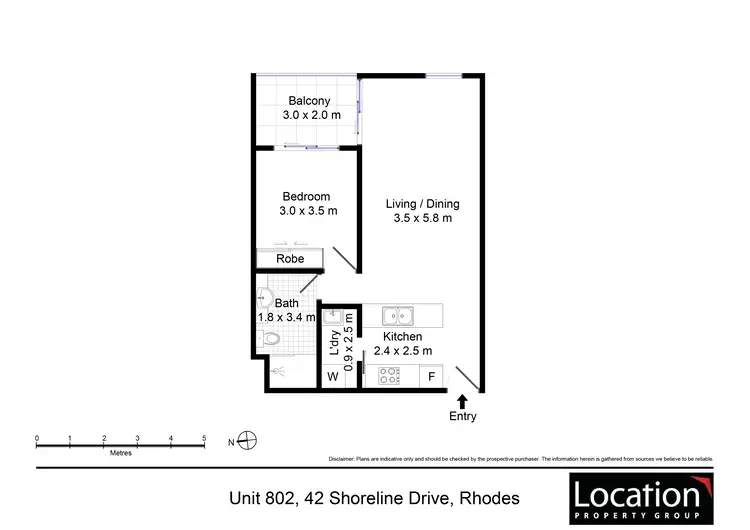 Floorplan of Homely apartment listing, 802/42 Shoreline Drive, Rhodes NSW 2138